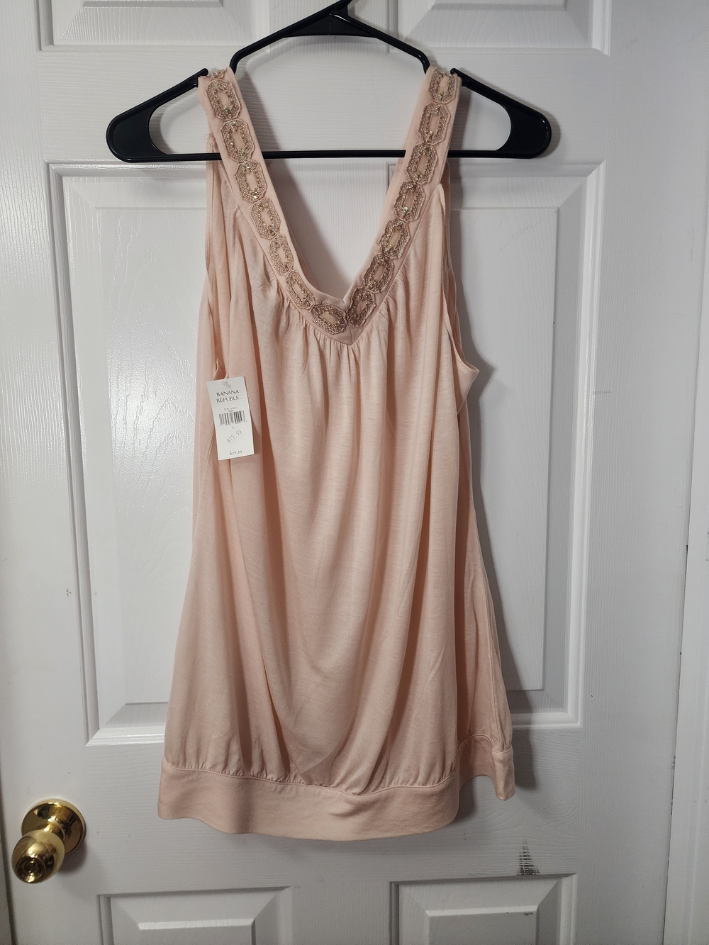 NWT - Banana Republic Blush Beaded V-Neck Tank Sz XL